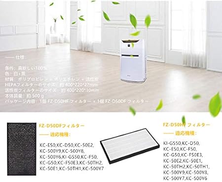 Amazon 集じんフィルター Fz D50hf と 脱臭フィルター Fz D50df シャープ 空気清浄機用交換フィルター 互換品 2枚入り 浪矢の家 空気清浄機用フィルタ 通販