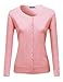 Basic Solid Round Neck Sweater Cardigan with Various Colors Lightpink Size M