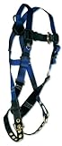 FallTech 7016 Contractor Full Body Harness with 1 D-Ring and Tongue Buckle Leg Straps, Universal Fit