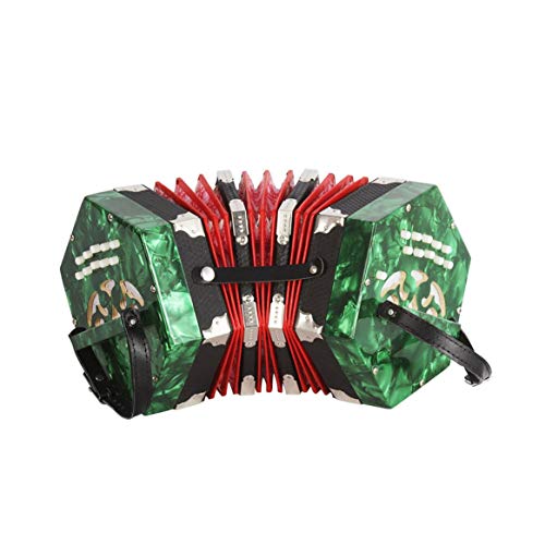 Smartlove1P 1PC Unique Vintage Green 20 Key Art Form Hexagonal Musical Instruments Accordion Musical Instruments