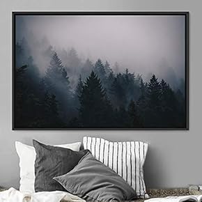 signwin Framed Canvas Wall Art Foggy Mountains Aerial...