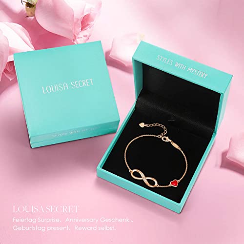 Infinity Armband Damen Unendlichkeit Herz Symbol Armband 925 Sterling Silber Rosegold Funkelnden Kristallen Verstellbar Armkette Valentinstag Muttertag Geburtstagsgeschenk für Frauen Ehefrau Mama