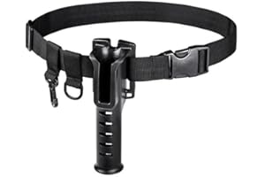 SHERIFFDRINK Black Fishing Waist Belt with Portable Plastic Fishing Rod Holder Fishing Waist Belt Adjustable Rod Holder Fishing Belt Pole Inserter Fishing Rod Accessories for Spinning Surf Kayak Outdoor Fishing