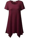 URBANCLEO Womens Short Sleeve Round Neck Tunic Top Long T-shirt BURGUNDY 3XLARGE