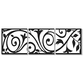 Canvas Wall Art Black and White Simple Pattern Painting Artwork for Home Prints Framed - 12"x12"x3 Panels