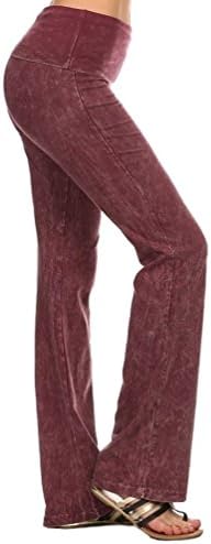 Yoga Dance Lounge Pants Mineral Washed Rayon Soft Boot Cut Fold Wasit medium (Medium)
