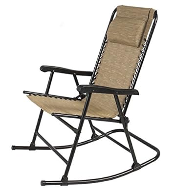 Beige Folding Rocking Chair Foldable Rocker Armrest Patio Lawn DÃ©cor Furniture Porch Seat Deck Outdoor Decoration Garden Backyard Glider Rocker