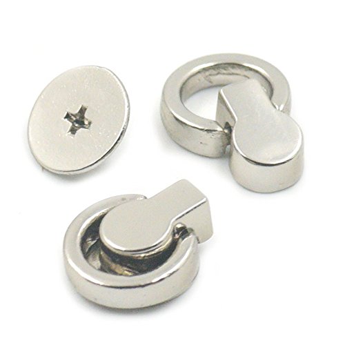 Bluemoona 10 Sets - Alloy Head Button Stud O Rings Screwback 8mm Spot Screw Chicago Nail Bag Purses Rivets Nickel