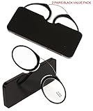 SOOLALA 2 Pairs of Women Men Go Everywhere SOS Pince Nez Style Nose Resting Pinching Portable Wallet Reading Glasses, +1.0x