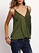 ROMWE Women's V Neck Strappy Loose T-shirt Tank Top Vest Blouses Green S