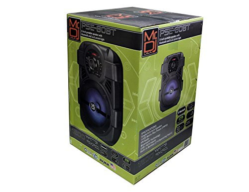Mr. Dj PSE80BT 8" Portable Active Speaker with Rechargeable Battery 1200W P.M.P.O, 1"