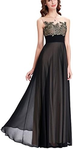 Long Robe de Soiree Lace Applique Dress See Through Mesh Formal Evening Dress