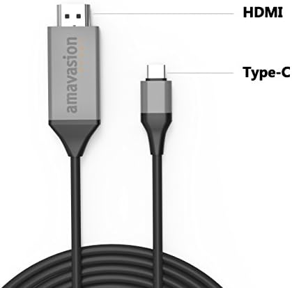 USB C to HDMI adapter, Amavasion USB-C Digital AV Cable,Type C Male to HDMI Male Cord for Pixel 2, HTC, Macbook Pro, Samsung Galaxy S8/note 8, Huawei, Moto Z. 6.6Ft/2M(black)