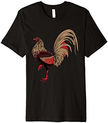 Mens Red Rooster Chicken T-Shirt 2XL Black