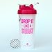 GOMOYO Drop It Like A Squat on BlenderBottle Brand Classic Shaker Cup, 28oz Capacity, Includes BlenderBall Whisk (White/Pink New)