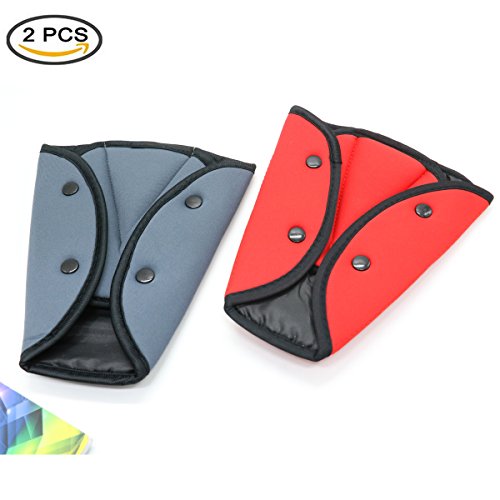 Click Here to See More Images Pack of 2 Seat Belt Adjuster,Seat Belt Positionar for Kids ( Red & Gray )