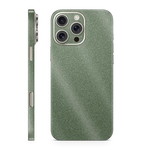 Glossy Glitter Phone Skin Compatible with Apple iPhone 16 Pro Max - Solid Olive…