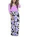 SUNNOE Women's Floral Printed 3/4 Sleeve Scoop Neck High Waist Party Maxi Long Dress Vacation Dress Floor Length