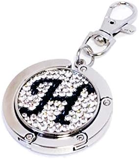 Amazon デコ バッグハンガー キーホルダータイプ シルバー ブラック 名入れ オーダーメイド オリジナル スワロフスキーラインストーン バック ハンガー キーホルダー チェーン