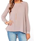 Chenghe Women Casual Chiffon Shirt Loose Long Sleeve Pleated Top Blouse