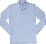 French Toast School Uniform Boys Long Sleeve Pique Polo Shirt, Blue, Large (10/12)