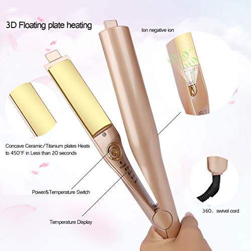 Professional Hair Straightener and Curler 2 in 1 Ceramic Titanium-Plated Flat Iron Salon Tool