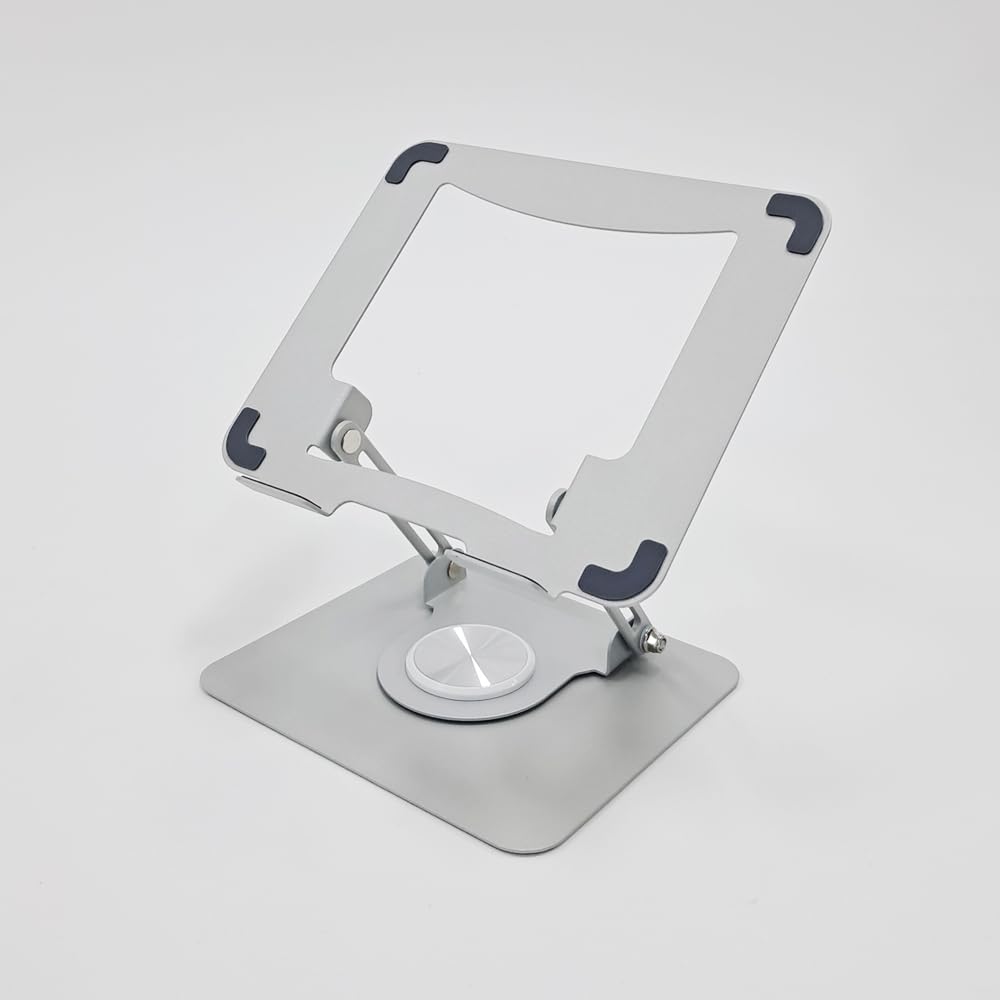 Photo 1 of inthome i1 Laptop Stand Silver, Portable Foldable Design,Adjustable Computer Stand with 360° Rotating Base, Ergonomic Laptop Riser for Collaborative Work, fits for All 10-19" Laptops