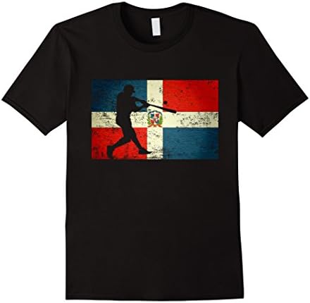 Men's Dominican Republic Baseball Flag T-Shirt Medium Black