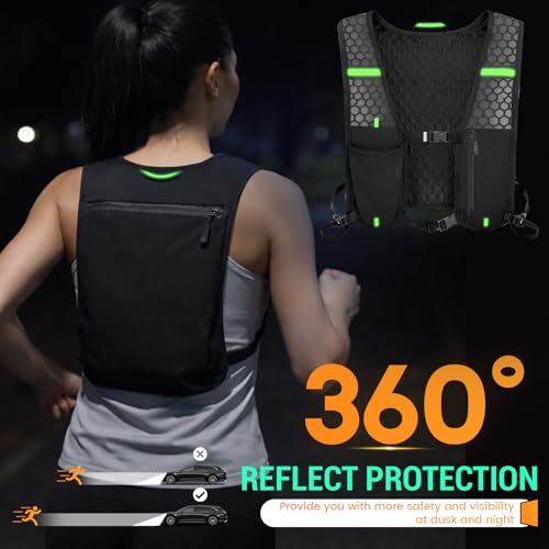Running Vest, Hydration Vest with Water Bottle, Running Vest for Mens & Women, Running Backpack, Adjustable, Reflective Strips, Unisex