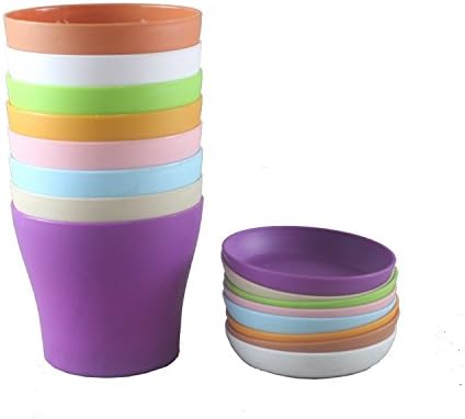 OUREILI Plastic Flower Seedlings Nursery Pot/ Planter / Flower Pot with Pallet 8 Colors,All (6.6 inch)