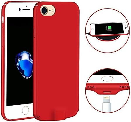 Wireless Charging Receiver Case with Additional Lightening Port for iPhone 7 Plus /6s Plus /6 Plus, Ultra-Thin Protective Back Cover with Qi Receiver Inside -Red