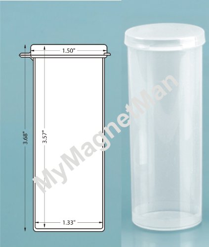 MyMagnetMan Clear Polypro Plastic Craft Storage Vial with Hinged Lid Containers (10, 3.70" x 1.54" 2.5 oz)