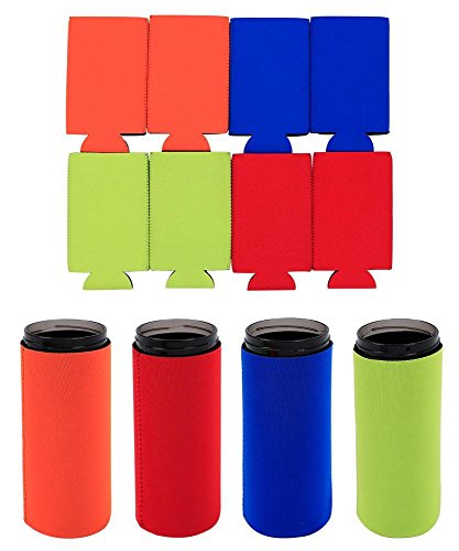 Topeakmart Pack of 8 Neoprene Beer Can Bottle Cooler Sleeves Insulators Reversible for 24ounce Colored