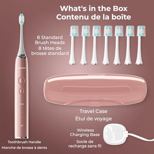 Aquasonic - Vibe Series Ultra-Whitening Electric Toothbrush | ADA Accepted Rechargeable Toothbrush with 8 Brush Heads & Travel Case, 40,000 VPM Motor, 4 Modes with Smart Timer