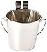 Indipets Heavy Duty Stainless Steel Flat Sided Pail with Hooks - 1 Quart - Lays Flat Against Dog Kennel, Crate or Fence