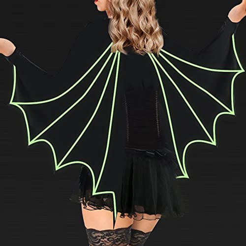 Halloween Bat Wings Costumes Glow in The Dark Women\'s Cozy Bat Shrug and Headband
