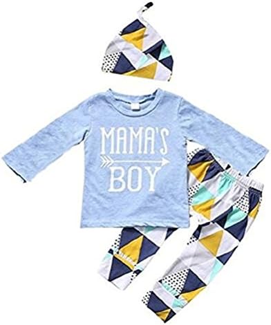 Nastafi Baby Boys MAMA'S BOY Long sleeves 3 PCS Outfits Set Top+Pants Outfit Suit Set