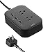 JOTO 2 Outlet Surge Protector Power Strip with USB Smart Charger (4 Port,5V 7.4A),with Type C Charging Port, 6.6ft Long Cord Extension, Home Office Desk Nightstand Travel Charger Station -Black