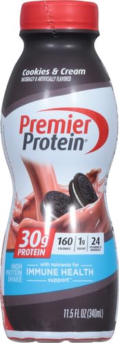 PREMIER PROTEIN SHAKE, COOKIES & CREAM, 30G PROTEIN, 1G SUGAR, 24 VITAMINS & MINERALS, NUTRIENTS TO SUPPORT IMMUNE HEALTH 11.5 FL OZ