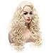 BESTUNG Long Blonde Hair Curly Wavy Full Head Halloween Wigs for Women Cosplay Costume Party Hairpiece (613#-Pale Blond)