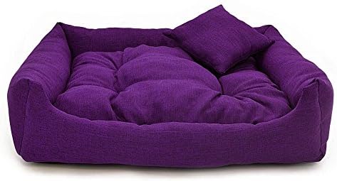 Gorgeous Dog Quilted Reversible Ultra Soft Velvet Dual Sofa-Style Bed with one Extra Pillow, Small (Purple)