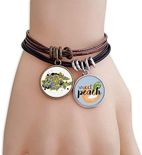 DIYthinker Hip-Hop Rock and Roll Bin Box Pattern Bracelet Rope Fruit Peach Ornaments Wristband