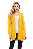 SheSublime Women's Cardigan Long Sleeve Cable Knit Sweater (XX-L, Mustard)