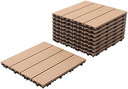 Weimall ウッドパネル 108枚 約9 6 直線タイプ チーク ジョイント式 約30cm 30cm 庭 ウッドデッキ ウッドタイル ベランダ 人工木 メーカー在庫限り品 樹脂