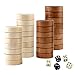 Amerous Thread Wooden Checkers Pieces Nature Wood Backgammon Pieces with Drawstring Bag, 5 Dices Included