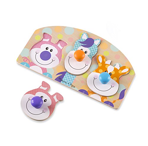 Melissa & Doug First Play Wooden Jumbo Knob Farm Animal Puzzle (3 pcs)