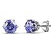 Rtimer Platinum Plated Womens Stud Earrings Birthstone Earring,5mm 12 colorway (Amethyst)