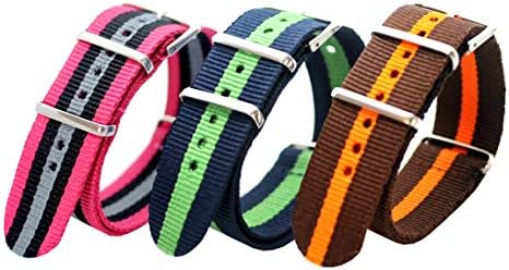 jilafer Watch Bands 3 Pcs Premium Ballistic Nylon Straps NATO Style - Choice of Color & Size