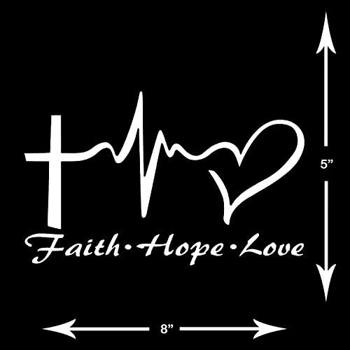 Jesus Heart Jesus is my Anchor Vinyl Decal Sticker Cars Trucks Vans Walls Laptops White (Faith Hope Love)