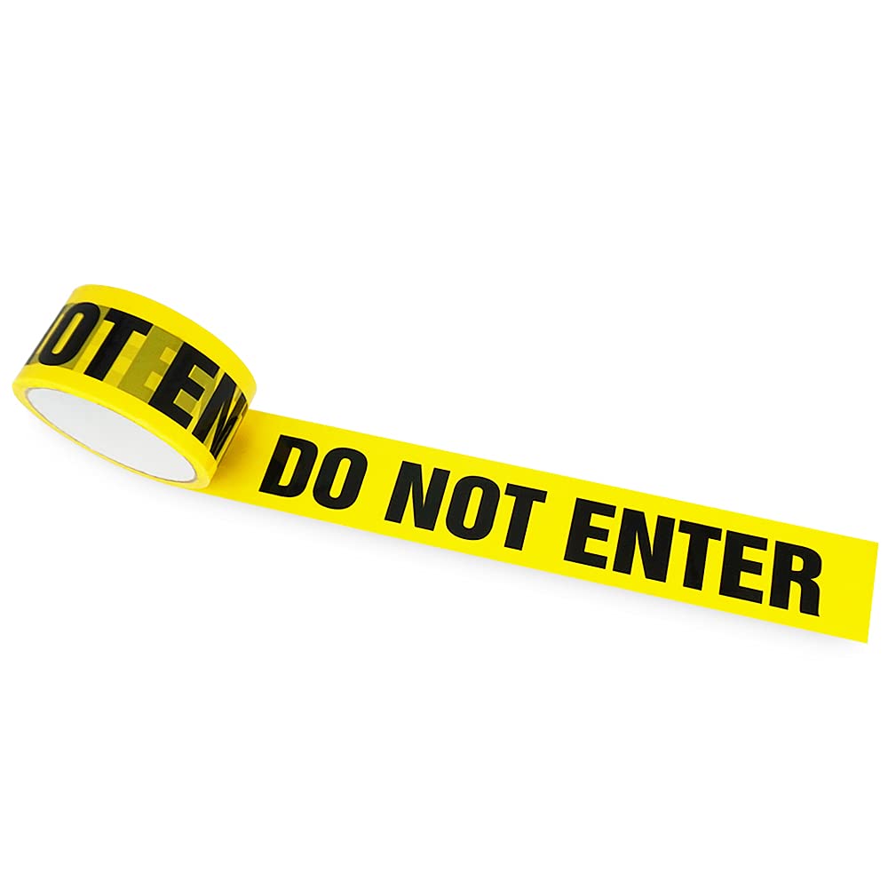 LOMHOK Black/Yellow Warning Tape, DO NOT ENTER Adhesive Barricade Safety Tapes (82.02ft x 1.89in) with Bold Black Font for Workplace, Danger Areas